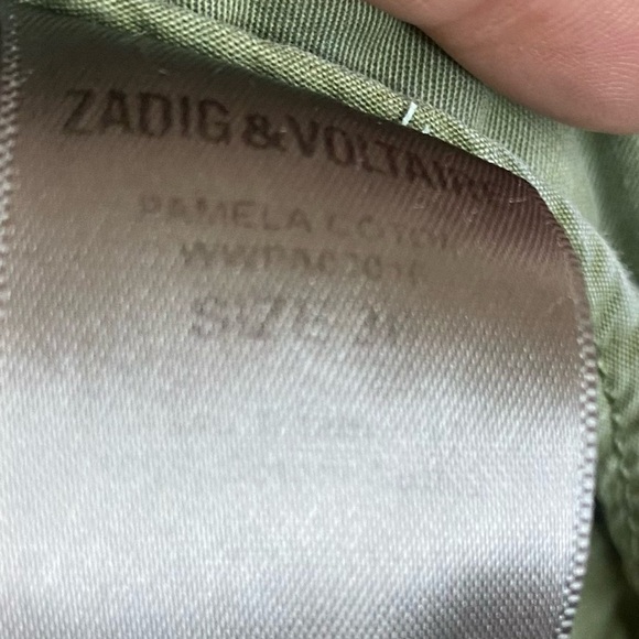 Zadig & Voltaire Pamela Cotton Olive Cargo Pants with Black Button Trouser SZ 30 - Picture 11 of 12